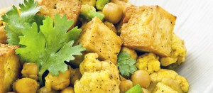 Delicious Indian Curry With Tofu And Fava Beans